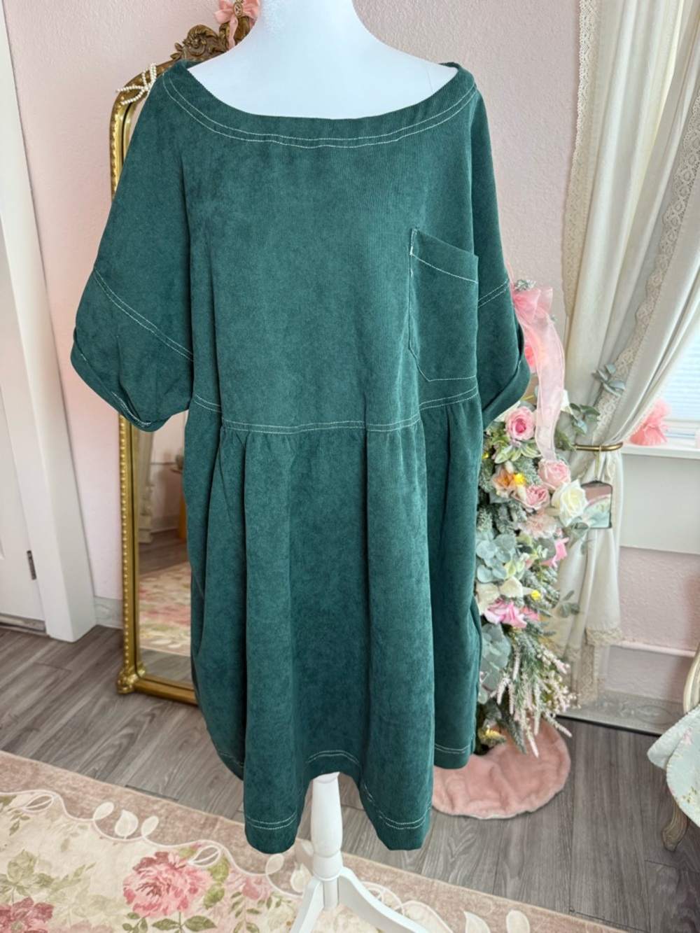 Forest Green Women's Drop-Waist Casual Dress